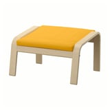 POÄNG Footstool, birch veneer/Skiftebo yellow