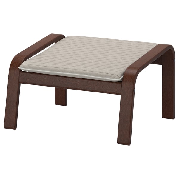 POÄNG Footstool, brown/Knisa light beige