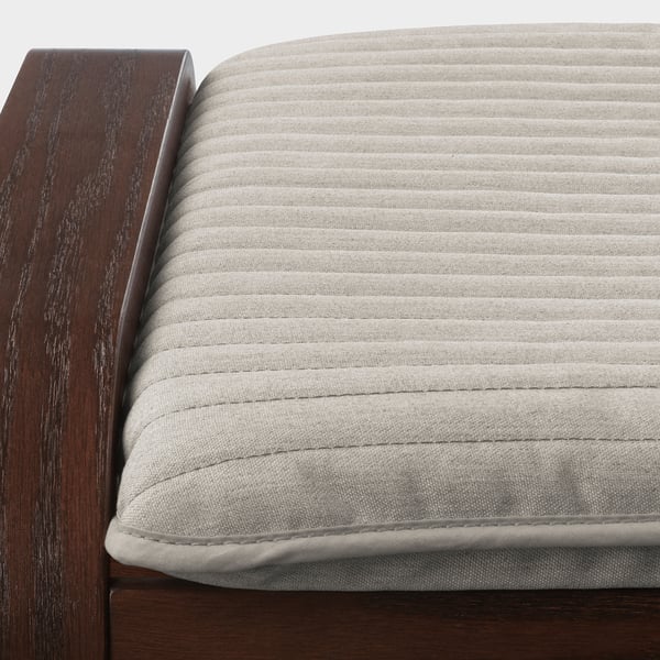 POÄNG Footstool, brown/Knisa light beige