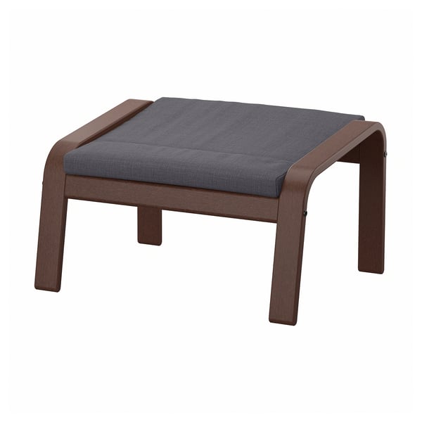 POÄNG Footstool, brown/Skiftebo dark grey