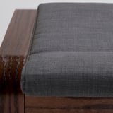 POÄNG Footstool, brown/Skiftebo dark grey