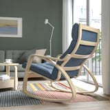 POÄNG Rocking-chair, birch veneer/Gunnared blue