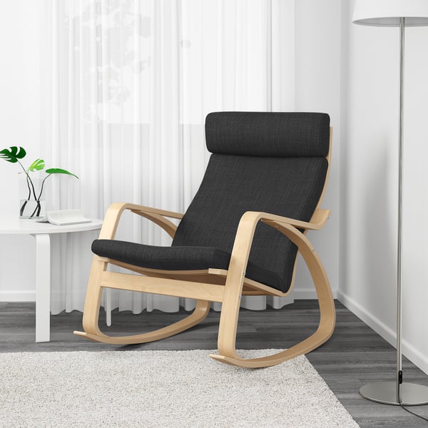 POÄNG Rocking-chair, birch veneer/Hillared anthracite