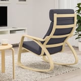 POÄNG Rocking-chair, birch veneer/Skiftebo dark grey
