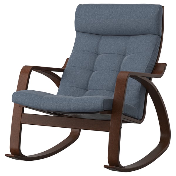 POÄNG Rocking-chair, brown/Gunnared blue