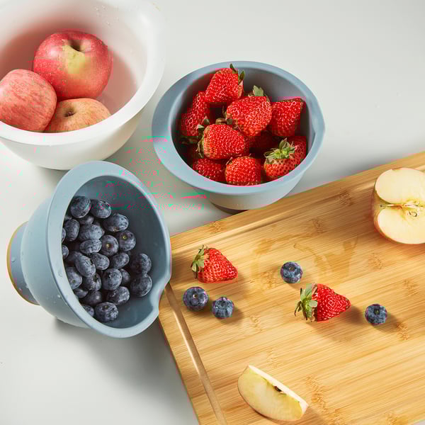 PONNYFISK Mixing bowl, light grey-blue, 1 l