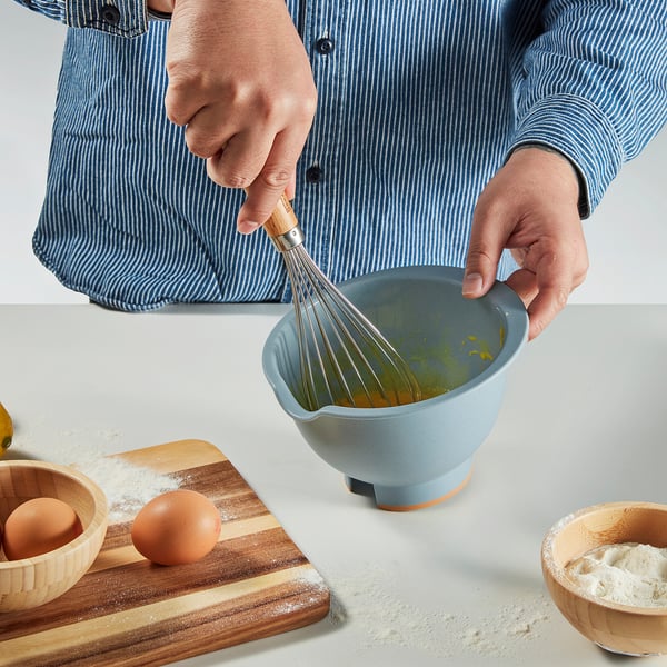 PONNYFISK Mixing bowl, light grey-blue, 1 l