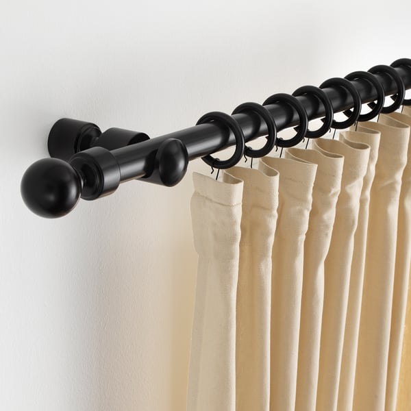 Portion Curtain Rod Set Black Stained Ikea