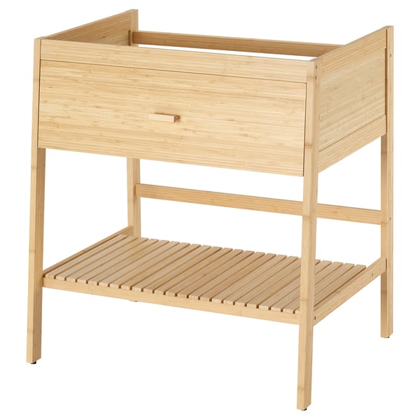 RÅGRUND Open wash-stand with 1 drawer, bamboo, 78x47x83 cm