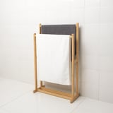 RÅGRUND Towel stand with 2 rails, bamboo