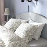 RAMNEFJÄLL Upholstered bed frame, Klovsta grey/white, 160x200 cm
