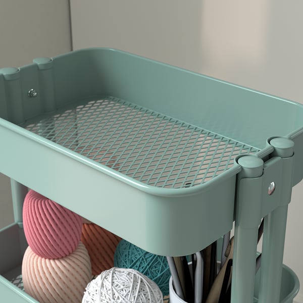 RÅSKOG Trolley, light turquoise, 35x45x77 cm