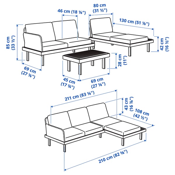 REVSKÄR 3-seat conversation set, outdoor anthracite/Järpön/Duvholmen anthracite