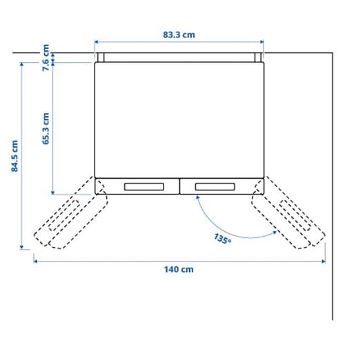 Illustration with measurements for the product: RIBBENÅS.