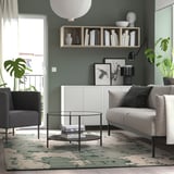 RINGKLOCKA Rug, low pile, green/off-white, 200x300 cm