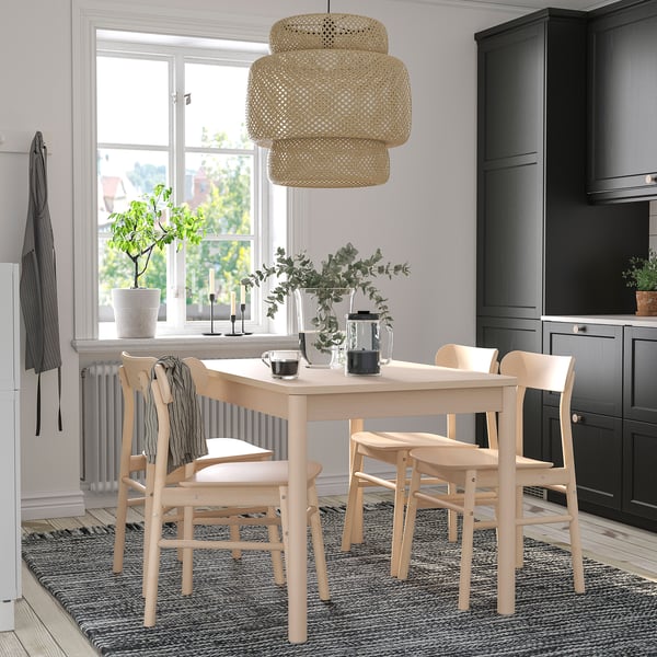 RÖNNINGE / RÖNNINGE Table and 4 chairs, birch/birch, 118/173 cm
