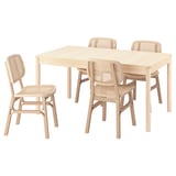 RÖNNINGE / VOXLÖV Table and 4 chairs, birch/light bamboo, 155/210 cm
