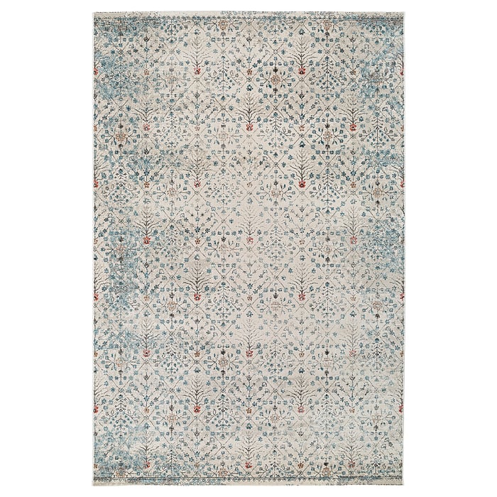 ROMDRUP rug, low pile, offwhite antique look/floral patterned, 200x300
