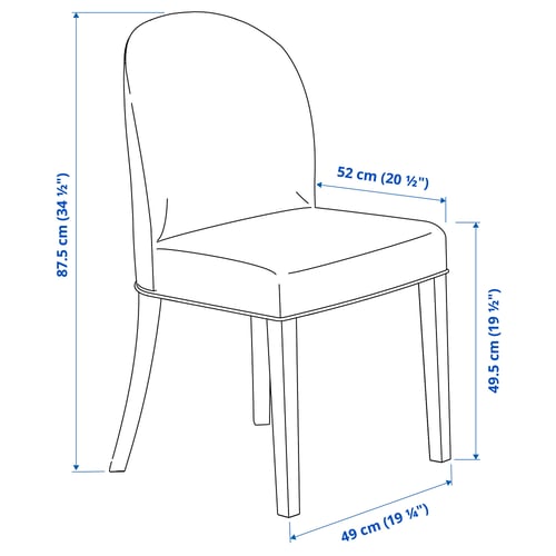 Illustration with measurements for the product: ROSENTORP.