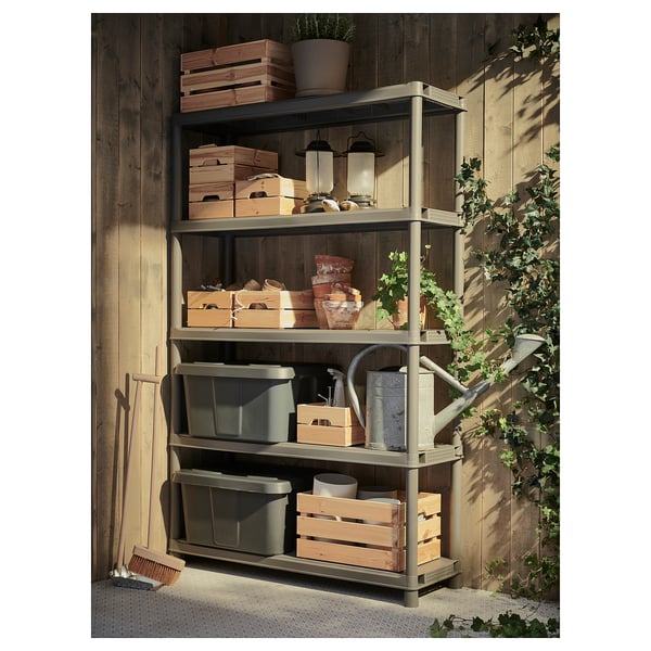 RUNMARÖ Shelving unit, dark grey indoor /outdoor, 120x40x188 cm