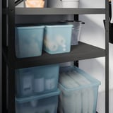 RYKTA Storage box with lid, transparent grey-blue, 24x36x23 cm/14.5 l