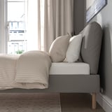 SAGESUND Upholstered bed frame, Diseröd brown/Leirsund, 160x200 cm
