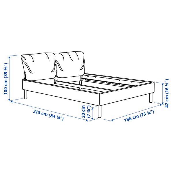 SAGESUND Upholstered bed frame, Diseröd brown/Lönset, 180x200 cm