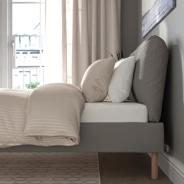 SAGESUND Upholstered bed frame, Diseröd brown/Luröy, 160x200 cm