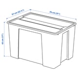 SAMLA Box with lid, transparent, 79x57x43 cm/130 l