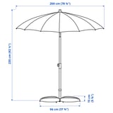 SAMSÖ / IGGÖN Parasol with base, tilting beige/dark grey, 200 cm