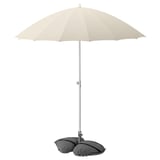 SAMSÖ / IGGÖN Parasol with base, tilting beige/dark grey, 200 cm