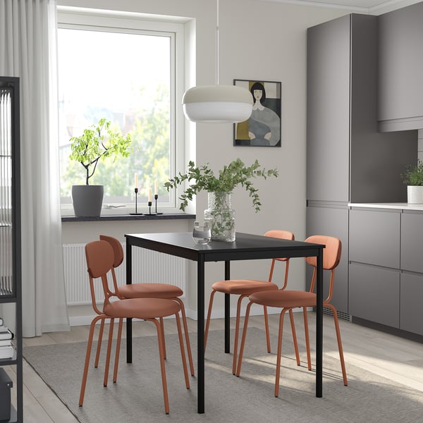 SANDSBERG / ÖSTANÖ Table and 4 chairs, black black/Remmarn red-brown, 110 cm