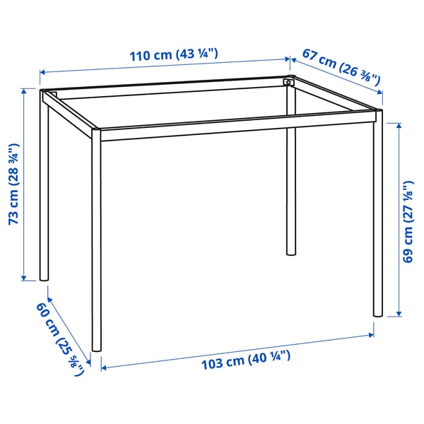 SANDSBERG Underframe for table top, black, 110x67x73 cm