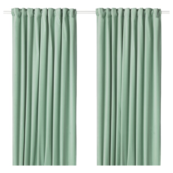 Sanela Room Darkening Curtains 1 Pair Light Green Ikea
