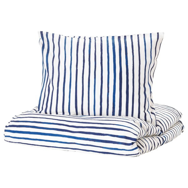 Sanglarka Quilt Cover And Pillowcase Striped Blue White Ikea