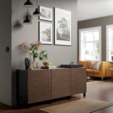 SELSVIKEN Door, patterned high gloss brown, 60x64 cm