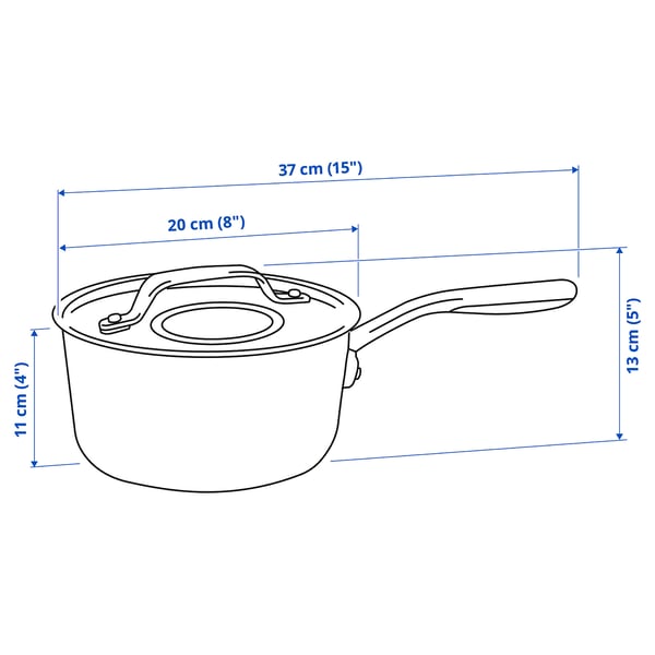 SENSUELL Saucepan with lid, stainless steel/grey, 2.4 l