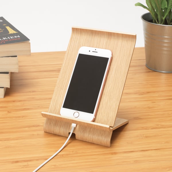 SIGFINN Holder for mobile phone, white stained oak veneer ...
