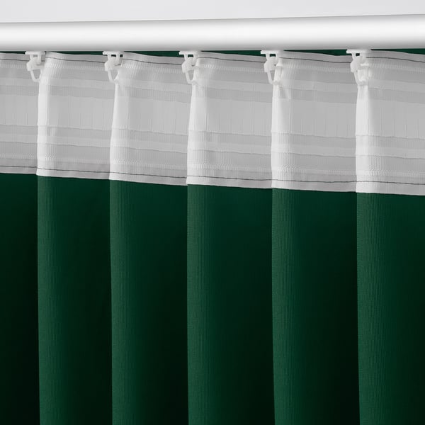 Silkesfjaril Curtains 1 Pair Velvet Dark Green Ikea