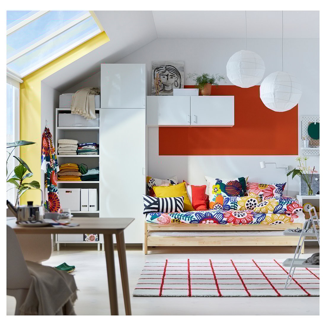 SIMESTED سجاد، وبر عالي أبيض، أحمر ايكيا