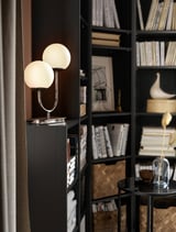 SIMRISHAMN Table lamp, chrome-plated/opal white glass, 42 cm