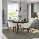 SKANSNÄS / GRÖNSTA Table and 4 chairs, with armrest brown/white, 115/170 cm
