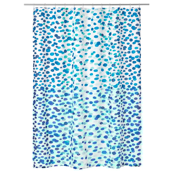 Skorren Shower Curtain White Blue Ikea