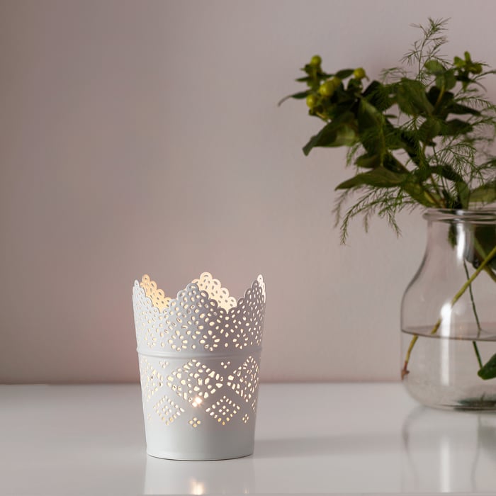 SKURAR candle holder, white, 11 cm IKEA