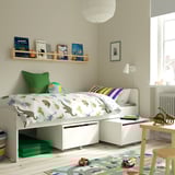 SLÄKT Bed frame with slatted bed base, white, 90x200 cm