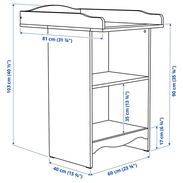 SMÅGÖRA Changing table/bookshelf, white