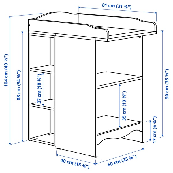 SMÅGÖRA Changing tbl/bookshelf w 2 shlf ut, white