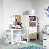 SMÅSTAD / PLATSA Bookcase, white birch/with 3 drawers, 60x57x123 cm