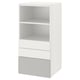 SMÅSTAD / PLATSA Bookcase, white grey/with 3 drawers, 60x57x123 cm