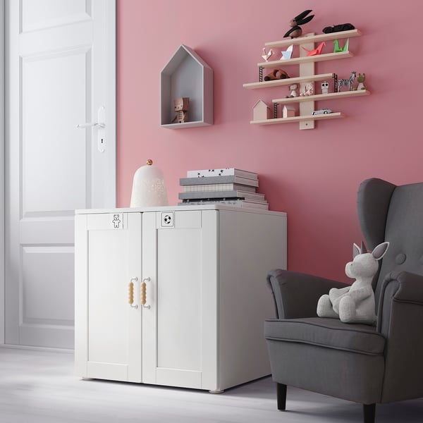 SMÅSTAD / PLATSA Cabinet, white with frame/with 1 shelf, 60x57x63 cm